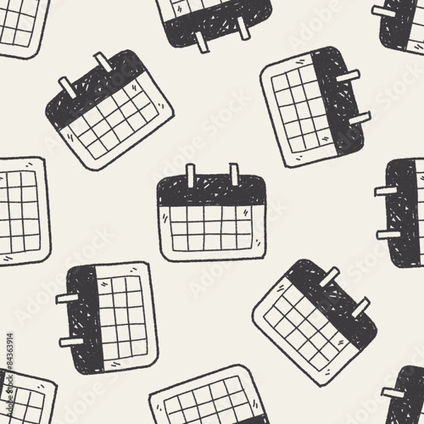Fototapeta Monthly calendar doodle drawing seamless pattern background