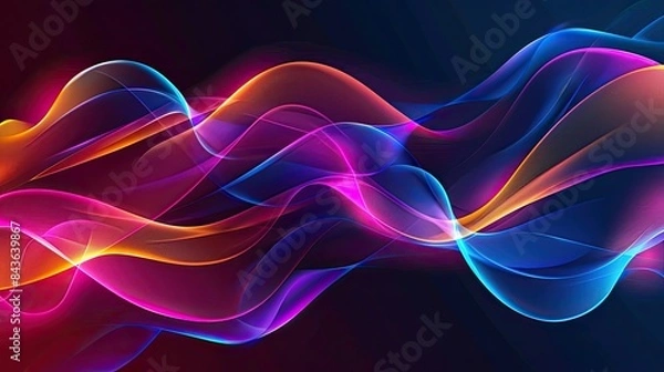 Obraz a modern flat colourful abstract background with flowing lines neon glowing profile picture border frame 