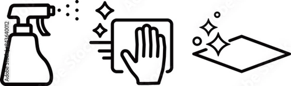 Fototapeta 拭き掃除　スプレー　清潔　アイコン