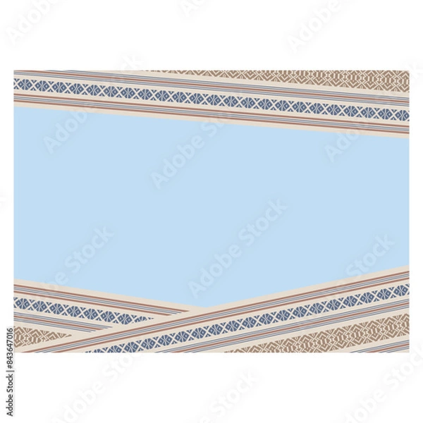 Obraz 博多織　献上柄風枠・フレーム　和風　背景　帯　ブルー