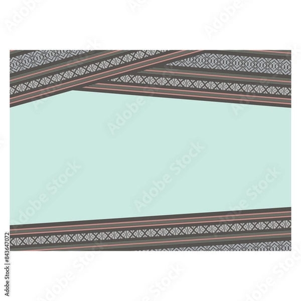 Obraz 博多織　献上柄風枠・フレーム　和風　背景　帯　ミントグリーン