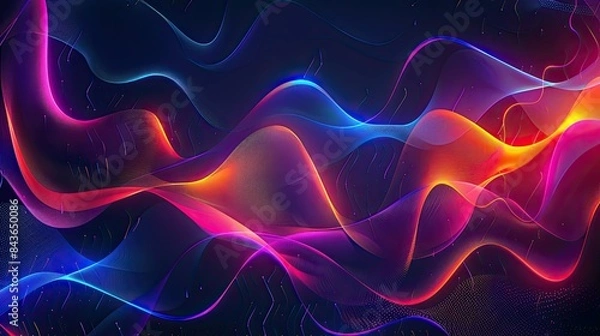 Fototapeta a modern flat colourful abstract background with flowing lines neon glowing profile picture border frame 