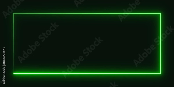 Fototapeta neon rectangle green sign vector element  for illustration design. isolated on black background 