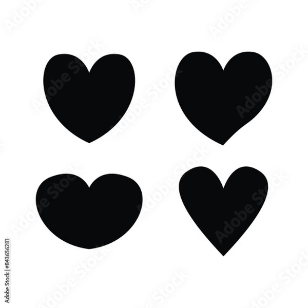 Fototapeta set of illustrations of love symbols in black