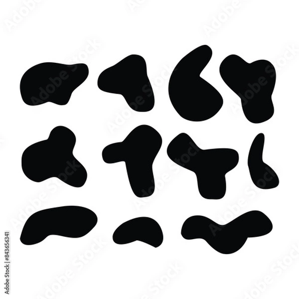 Fototapeta Set of Black Blobs Flat