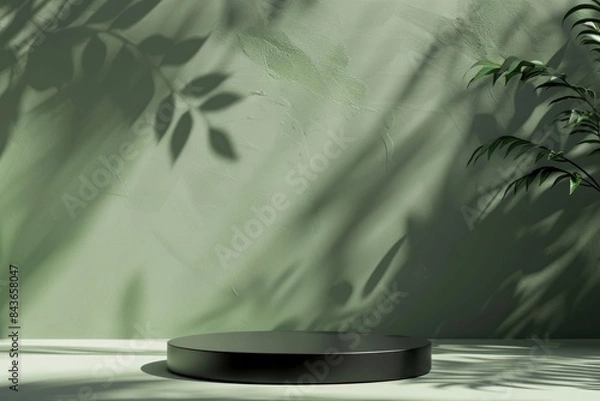 Fototapeta Green Leaves Background in product presentation podium design illustration.