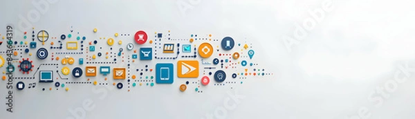 Obraz Digital Transformation Icon with Copy Space on White Background   Vector Illustration for Technology and Business ChangeThemes