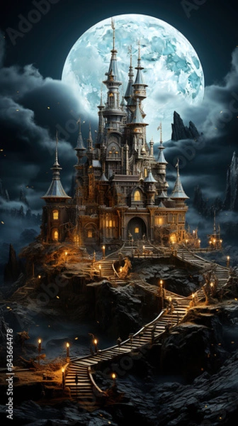 Fototapeta an imposing and highly ornamented fantasy castle