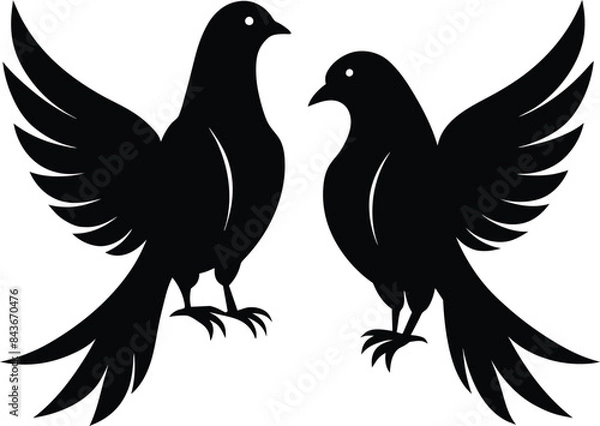 Obraz set of black bird silhouettes vector elements vector
