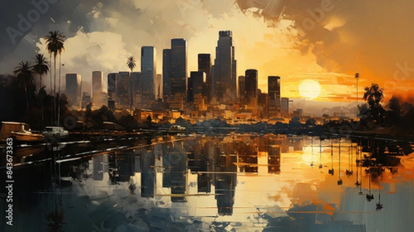 Obraz Los Angeles skyline at golden hour