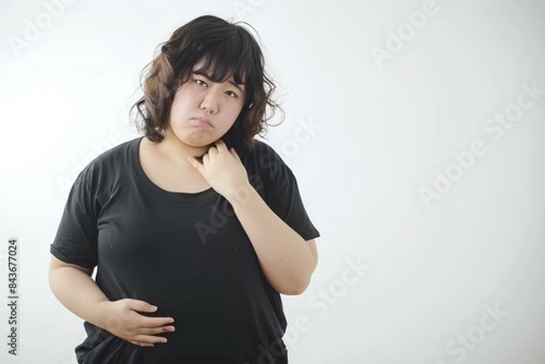 Obraz 痩せたいのにダイエットに失敗してまた太ったことに悩む肥満女性
