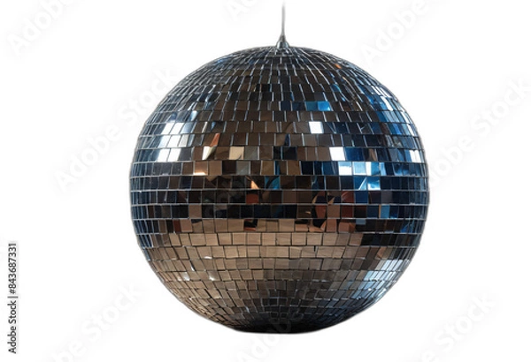 Obraz Chrome disco ball hanging against a dark background