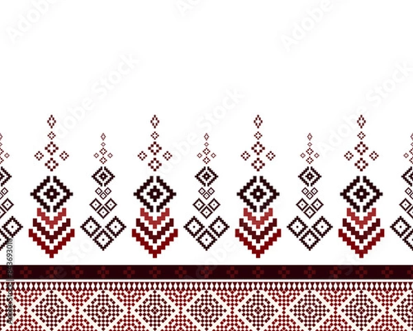 Fototapeta embroidery abstract Traditional geometric ethnic fabric pattern ornate elements with ethnic patterns design for textiles, rugs, clothing, sarong, scarf, batik, wrap, embroidery, print, curtain, carpet