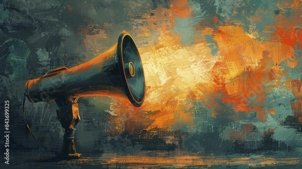Fototapeta Communicating effectively with a megaphone, where clear and powerful messages stand out against a striking backdrop
