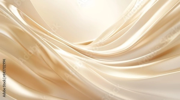 Fototapeta Abstract draped fabric in soft ivory and beige tones.