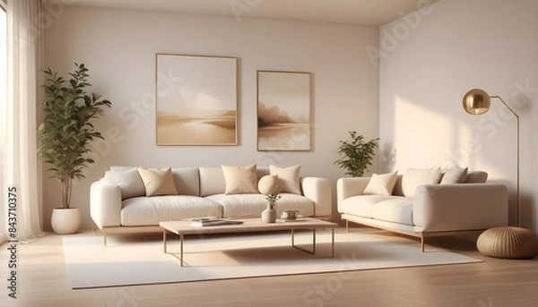 Fototapeta Photo interior modern design room 3D illustration