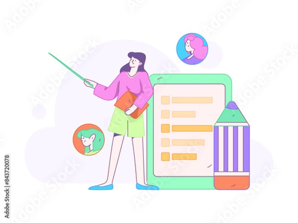 Fototapeta Personnel doing job interview flat vector concept operation hand drawn illustration
