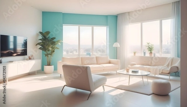 Fototapeta Photo interior modern design room 3D illustration