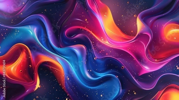 Fototapeta Fluid 3D Shapes Background