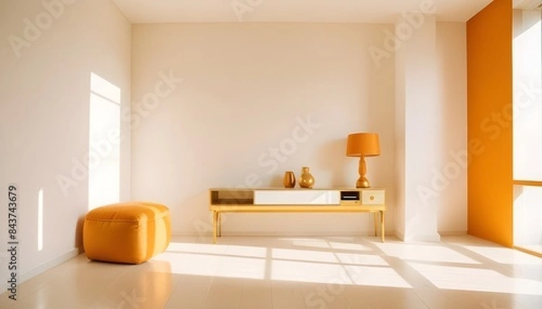 Fototapeta white and gold theme modern interior