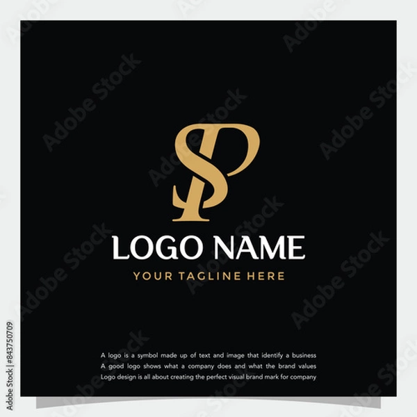 Fototapeta Simple logotype abstract logo initial  SP or PS monogram template