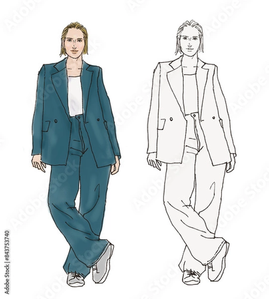 Obraz スーツを着た女性の全身イラスト