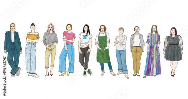 Fototapeta 働く人々　女性の全身イラスト