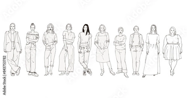 Fototapeta 働く人々　女性の全身イラスト