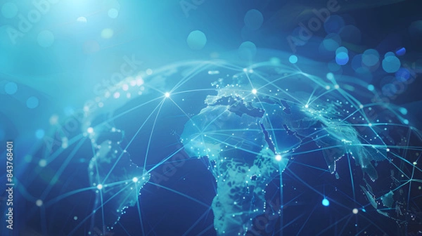 Fototapeta an abstract global network concept image featuring a world map on a globe with network connections