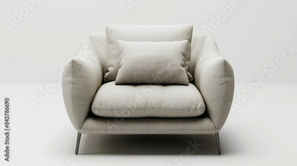 Fototapeta Comfortable and modern armchair in beige color isolated on a light beige background