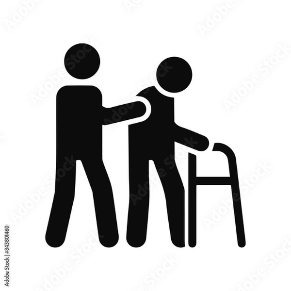 Obraz Elderly caregiver support vector illustration icon