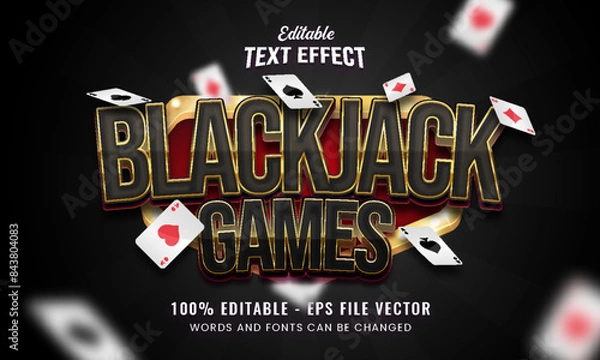 Obraz Game advertisement with blackjack games 3d editable text effect
