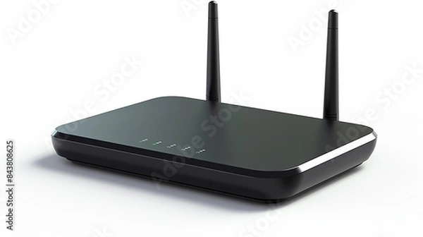 Obraz WiFi router with strong signal, isolated on white background, modern design, highquality visuals, copy space