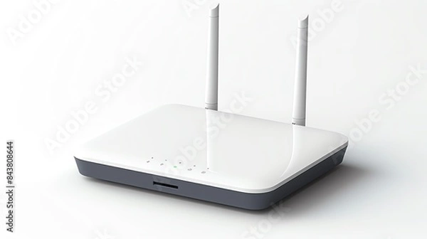 Obraz WiFi router with strong signal, isolated on white background, modern design, highquality visuals, copy space