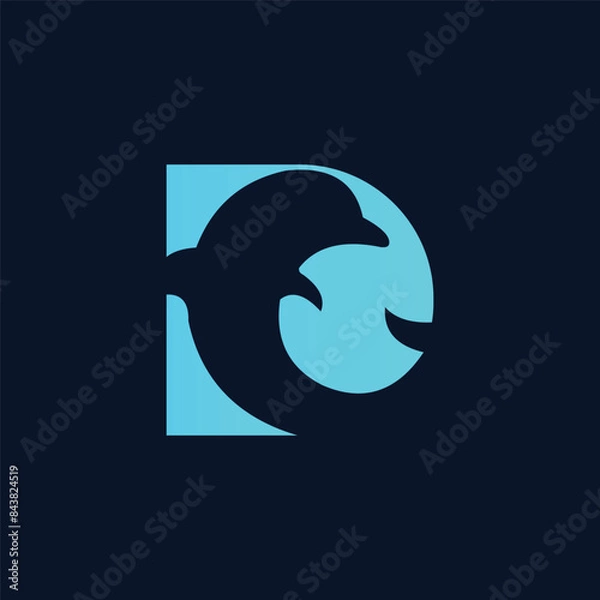 Obraz letter E and flying dolphin logo vector
