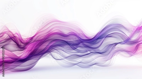 Fototapeta The image is an abstract painting with a purple, blue, and pink gradient. It is a fluid painting with a white background.