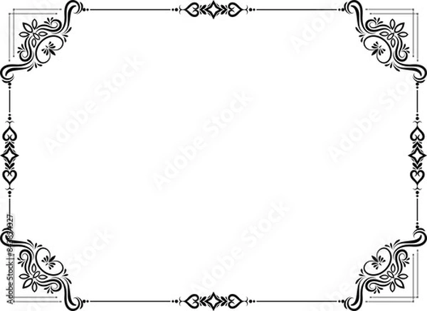 Fototapeta Retro vintage frame is an antique photo frame. Decorated with rolled flowers and dividers.