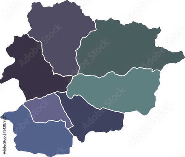 Fototapeta MAP OF ANDORRA WITH ITS PARISHES