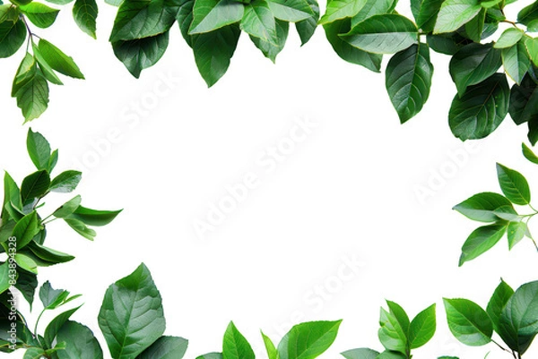 Fototapeta A transparent background with a green leafy border
