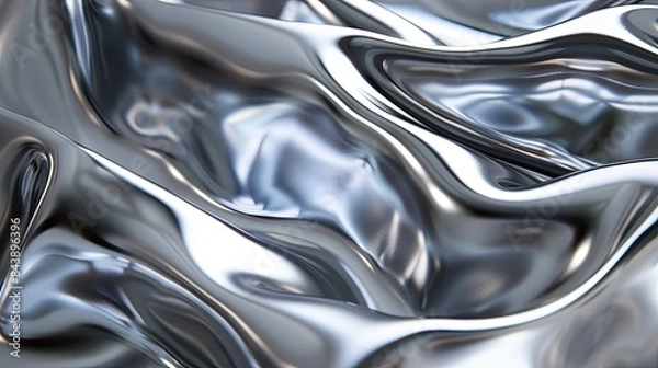 Fototapeta Luxurious Flowing Silver Liquid Metal Artistic Background