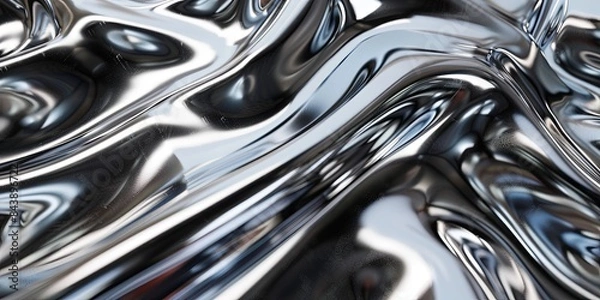 Fototapeta Luxurious Flowing Silver Liquid Metal Artistic Background