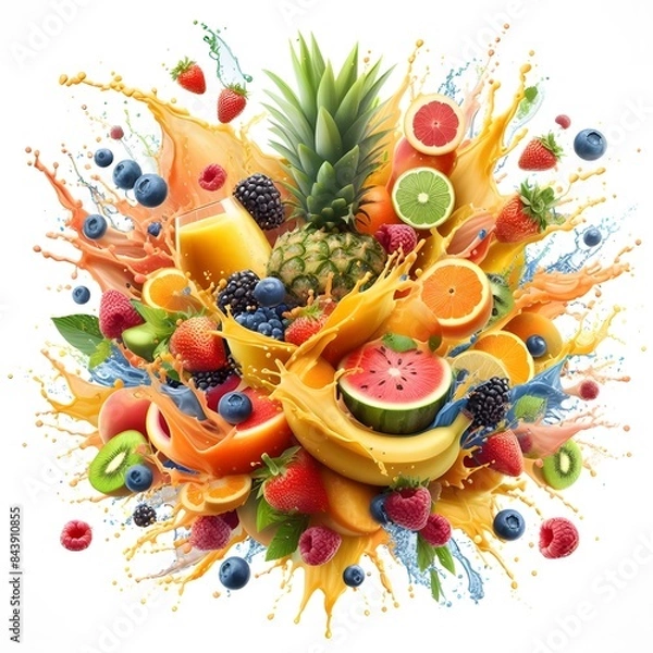 Fototapeta fruit splash fictitious generative AI artwork
