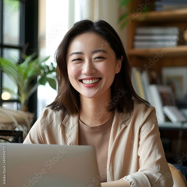 Obraz woman using computer