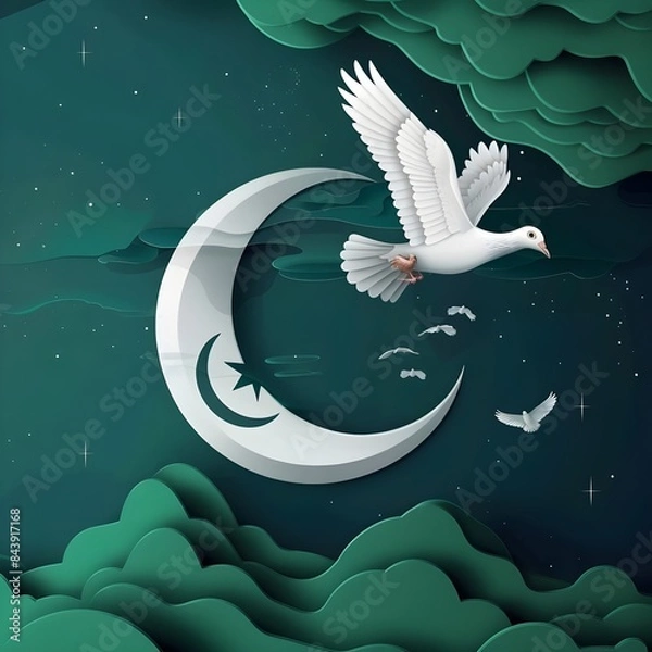 Obraz swan on the moon
