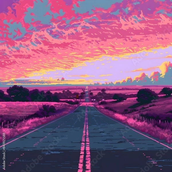 Obraz sunset over the road