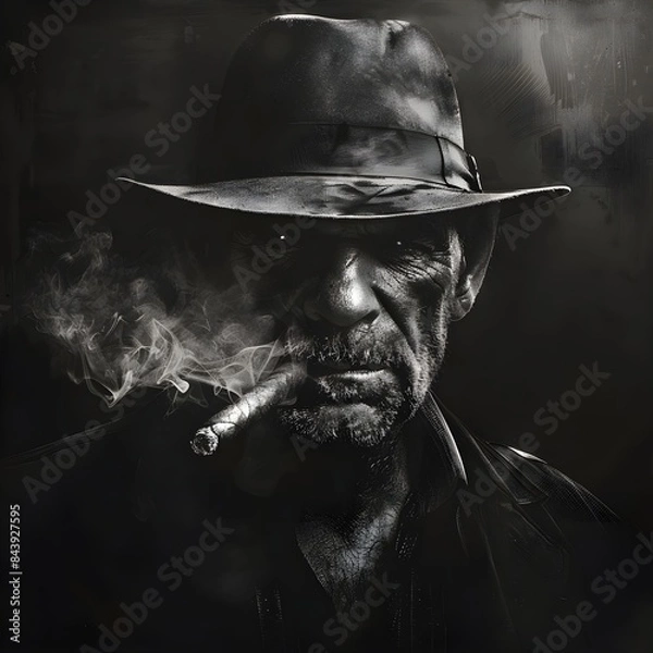 Obraz portrait of a person with a cigar