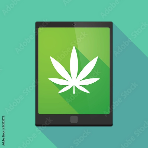 Obraz Tablet pc icon with a marijuana leaf