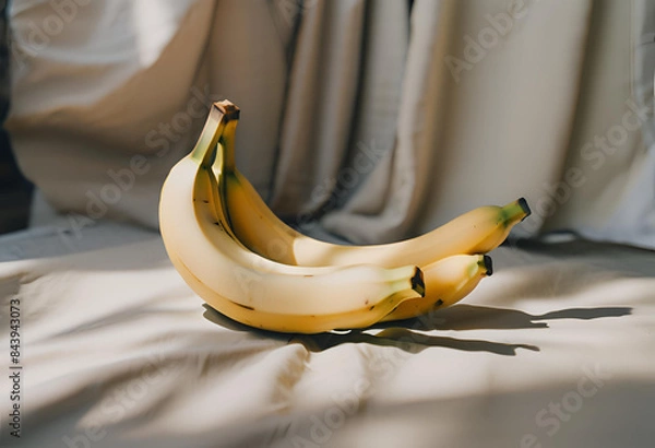 Obraz Trois bananes sur fond clair