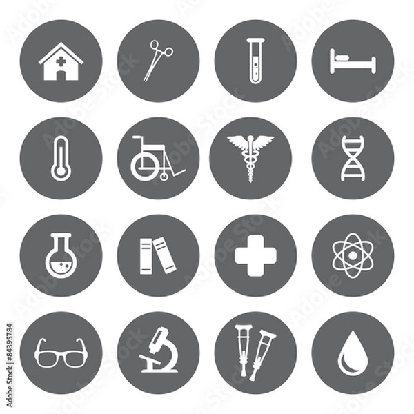 Fototapeta Set of vector Medical Icons in flat style