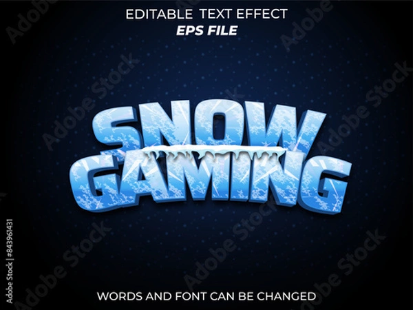 Fototapeta snow gaming text effect, font editable, typography, 3d text for games. vector template
